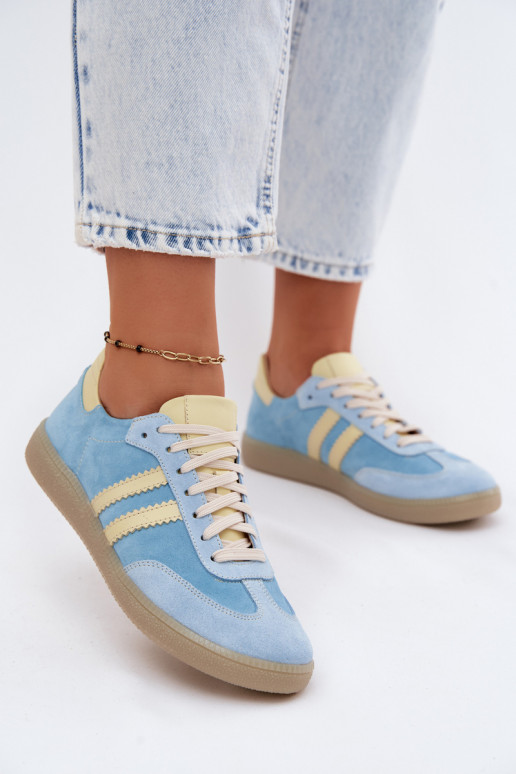 Zazoo N1068 zamšādas Zems Sneakers modeļa apavi Sieviešu gaiši zilas krāsas