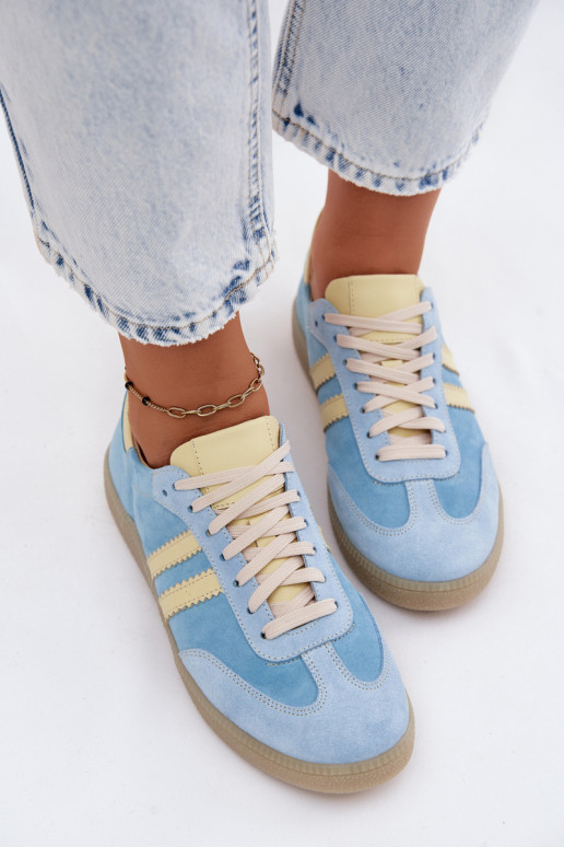 Zazoo N1068 zamšādas Zems Sneakers modeļa apavi Sieviešu gaiši zilas krāsas