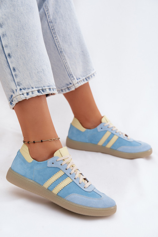 Zazoo N1068 zamšādas Zems Sneakers modeļa apavi Sieviešu gaiši zilas krāsas