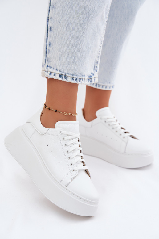 Āda Sneakers modeļa apavi Sieviešu ar platformu Zazoo N408S2 baltas krāsas