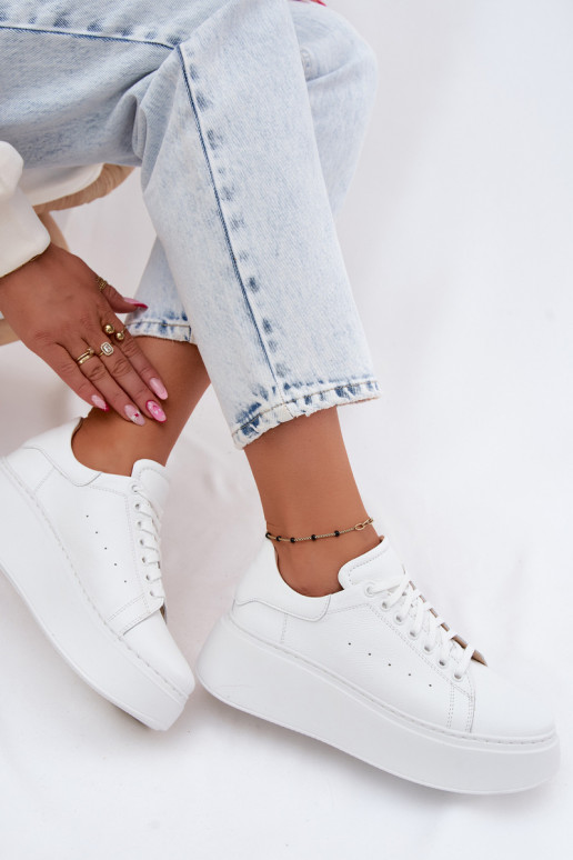 Āda Sneakers modeļa apavi Sieviešu ar platformu Zazoo N408S2 baltas krāsas