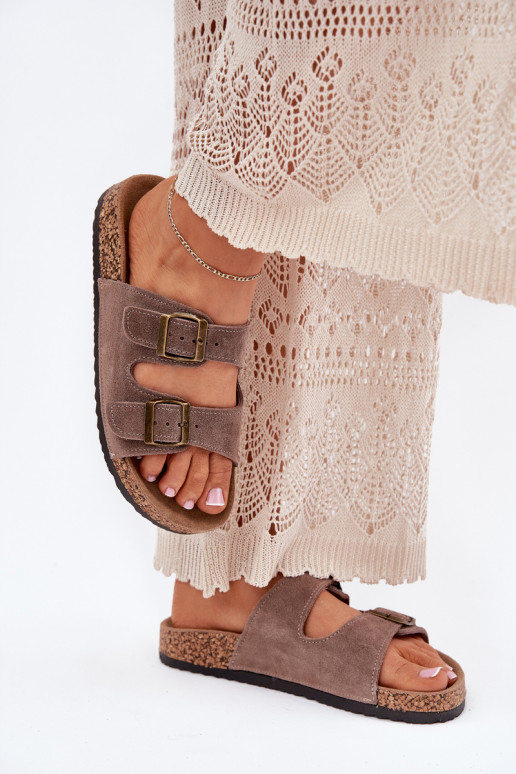 zamšādas čības Uz korķa zoles ar sprādzēm smilšu krāsas Tavira