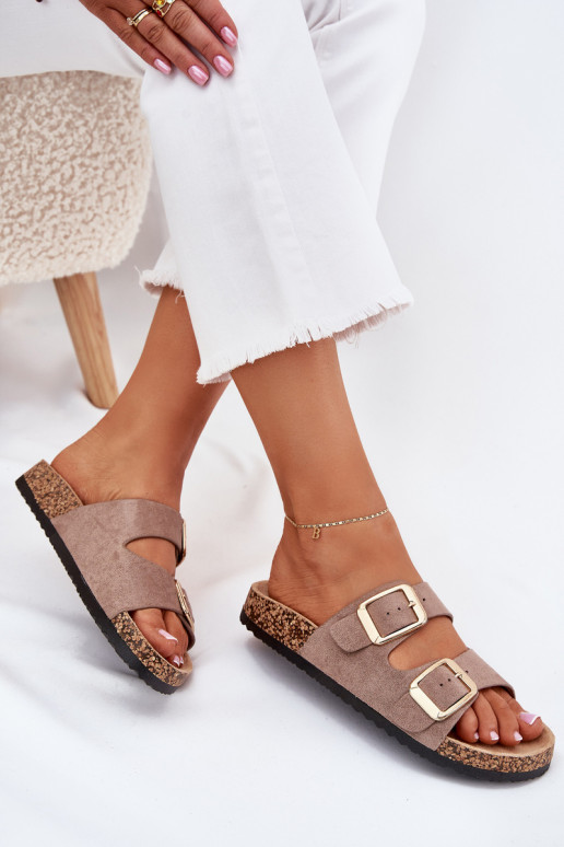 sieviešu čībasEko zamšādau Zelta krāsas ar sprādzītēm smilšu krāsas Vorella