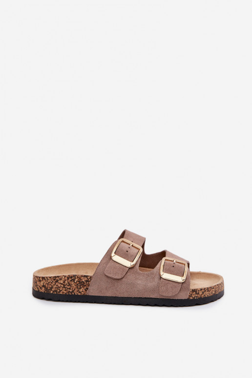 sieviešu čībasEko zamšādau Zelta krāsas ar sprādzītēm smilšu krāsas Vorella