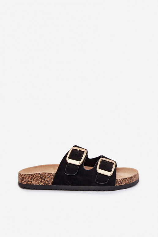 sieviešu čībasEko zamšādau Zelta krāsas ar sprādzītēm melnas krāsas Vorella