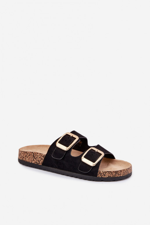 sieviešu čībasEko zamšādau Zelta krāsas ar sprādzītēm melnas krāsas Vorella