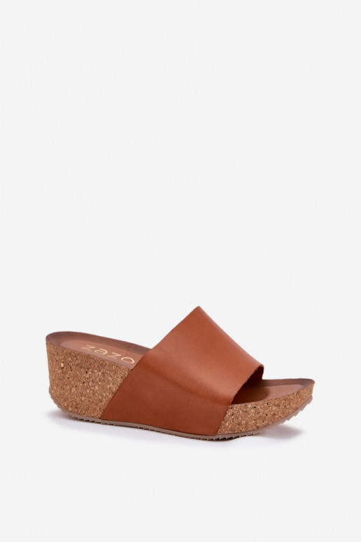 Zazoo 40291 Čibas no dabīgas ādas Sieviešu Ieslēgts KorkoInym Koturnie brūnas krāsas