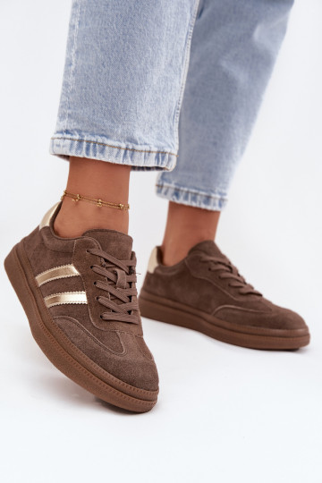 Sneakers modeļa apavi Sieviešu zamšādas ar platformu brūnas krāsas Sylviona 2