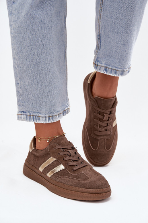 Sneakers modeļa apavi Sieviešu zamšādas ar platformu brūnas krāsas Sylviona