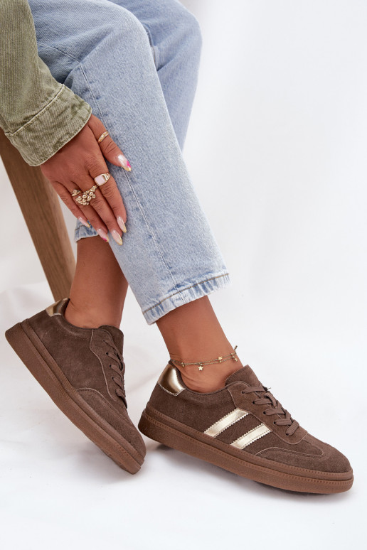 Sneakers modeļa apavi Sieviešu zamšādas ar platformu brūnas krāsas Sylviona