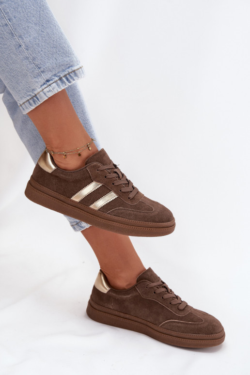 Sneakers modeļa apavi Sieviešu zamšādas ar platformu brūnas krāsas Sylviona