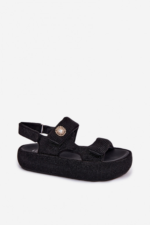 Dekorētas Sieviešu basenes ar platformu GOE TT2N4102 melnas krāsas