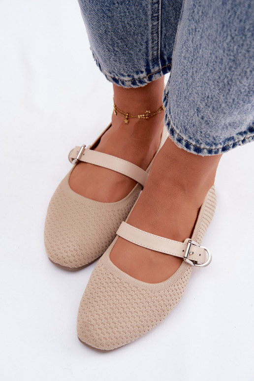 Auduma balerīnas ar siksniņām I ar sprādzēm smilšu krāsas Jelisa