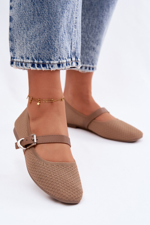 Auduma balerīnas ar siksniņām I ar sprādzēm Haki krāsas Jelisa