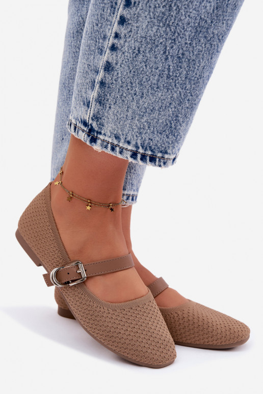 Auduma balerīnas ar siksniņām I ar sprādzēm Haki krāsas Jelisa