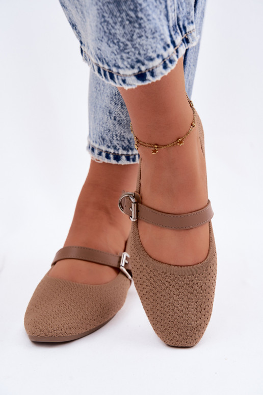 Auduma balerīnas ar siksniņām I ar sprādzēm Haki krāsas Jelisa