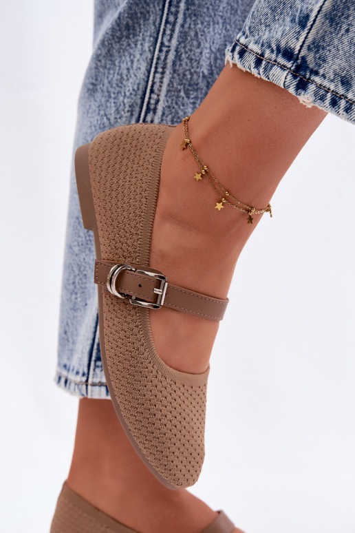 Auduma balerīnas ar siksniņām I ar sprādzēm Haki krāsas Jelisa