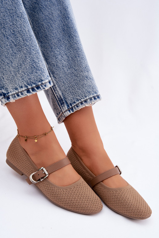 Auduma balerīnas ar siksniņām I ar sprādzēm Haki krāsas Jelisa