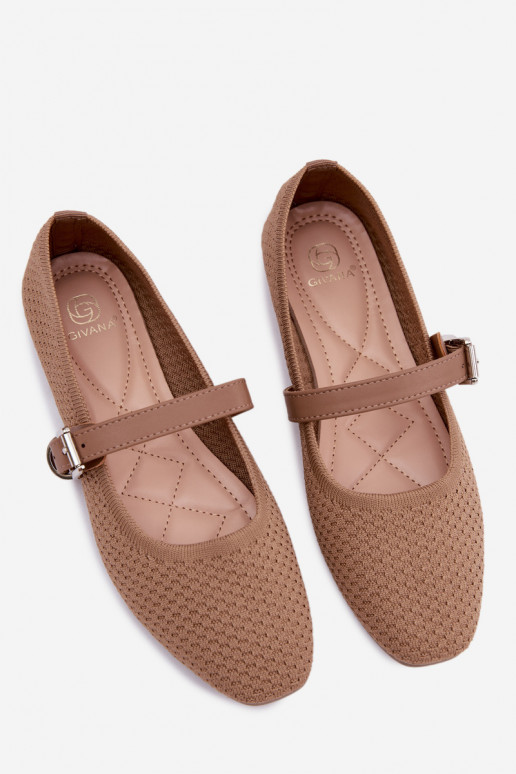 Auduma balerīnas ar siksniņām I ar sprādzēm Haki krāsas Jelisa