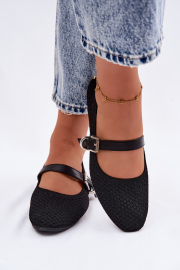 Auduma balerīnas ar siksniņām I ar sprādzēm melnas krāsas Jelisa 2