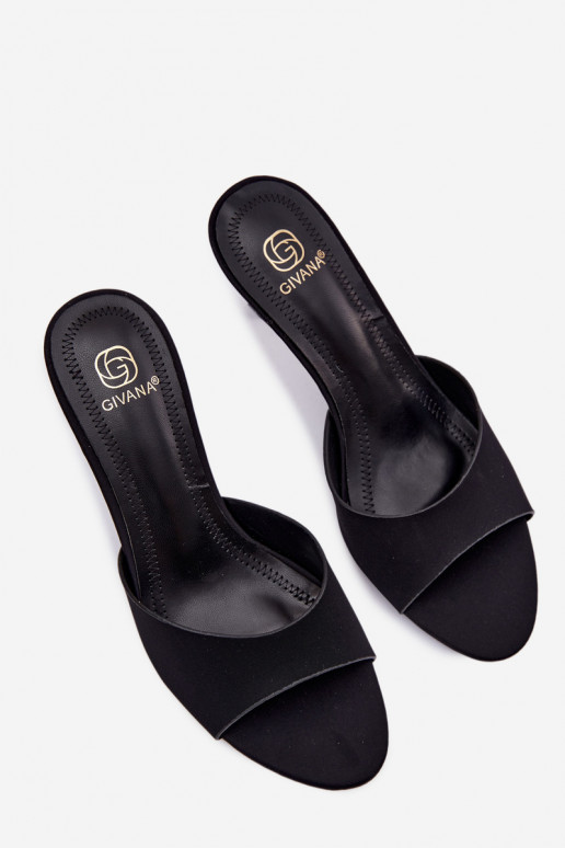 sieviešu čības ar papēdi Auduma melnas krāsas Selmira