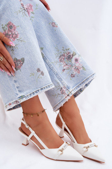 Sieviešu basenes ar papēdi Ze Szpiczastymi Noskami baltas krāsas Felessa