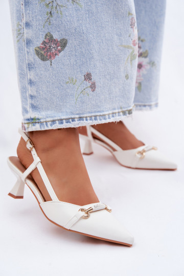 Sieviešu basenes ar papēdi Ze Szpiczastymi Noskami baltas krāsas Felessa 2