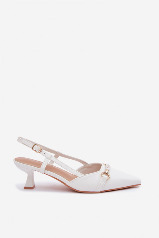 Sieviešu sandales ar smailiem papēžiem baltā krāsā Felessa