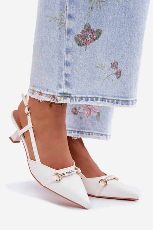 Sieviešu basenes ar papēdi Ze Szpiczastymi Noskami baltas krāsas Felessa