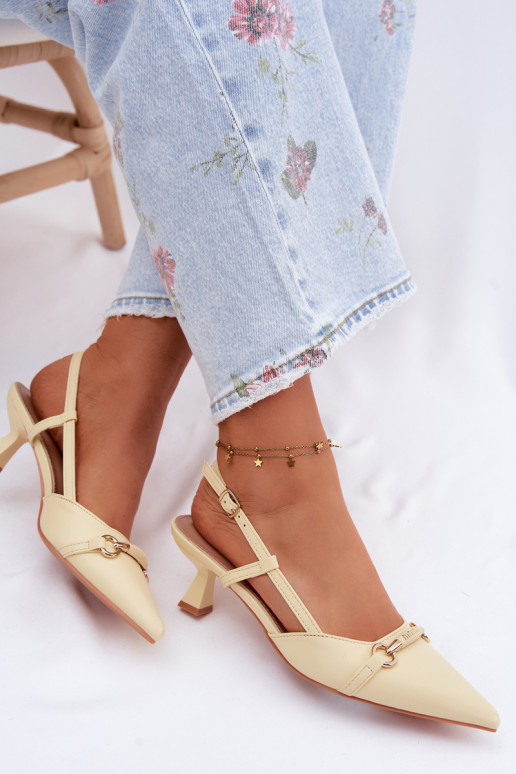 Sieviešu basenes ar papēdi Ze Szpiczastymi Noskami Dzelteni Felessa