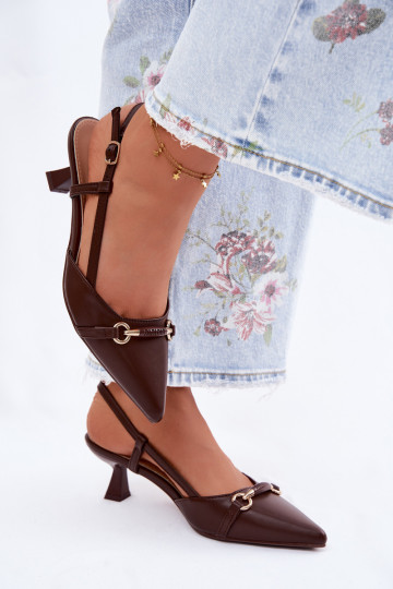 Sieviešu basenes ar papēdi Ze Szpiczastymi Noskami brūnas krāsas Felessa