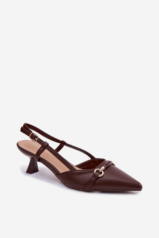 Sieviešu basenes ar papēdi Ze Szpiczastymi Noskami brūnas krāsas Felessa