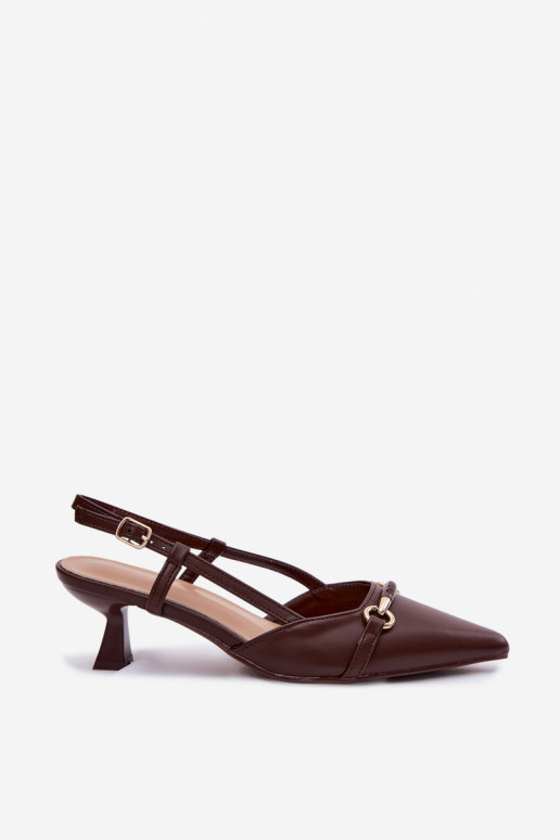 Sieviešu basenes ar papēdi Ze Szpiczastymi Noskami brūnas krāsas Felessa