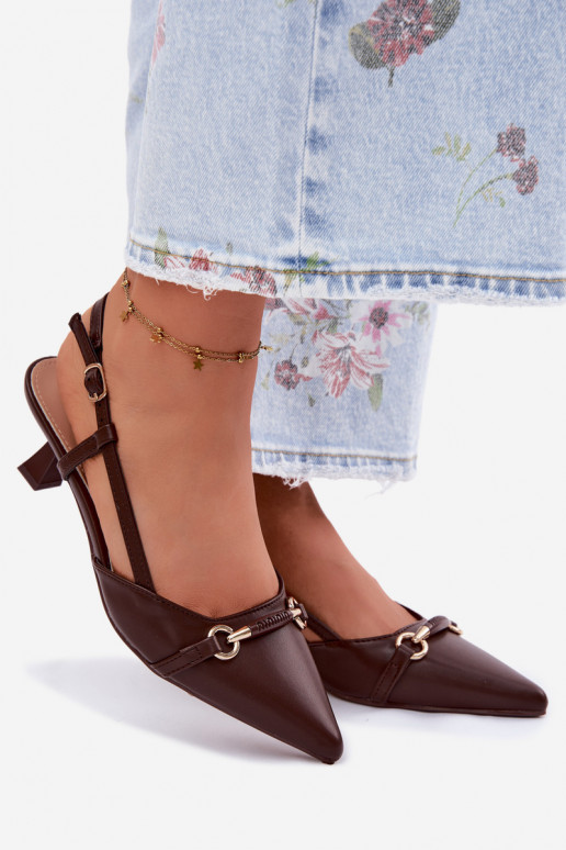 Sieviešu basenes ar papēdi Ze Szpiczastymi Noskami brūnas krāsas Felessa