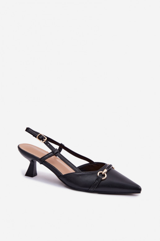 Sieviešu basenes ar papēdi Ze Szpiczastymi Noskami melnas krāsas Felessa