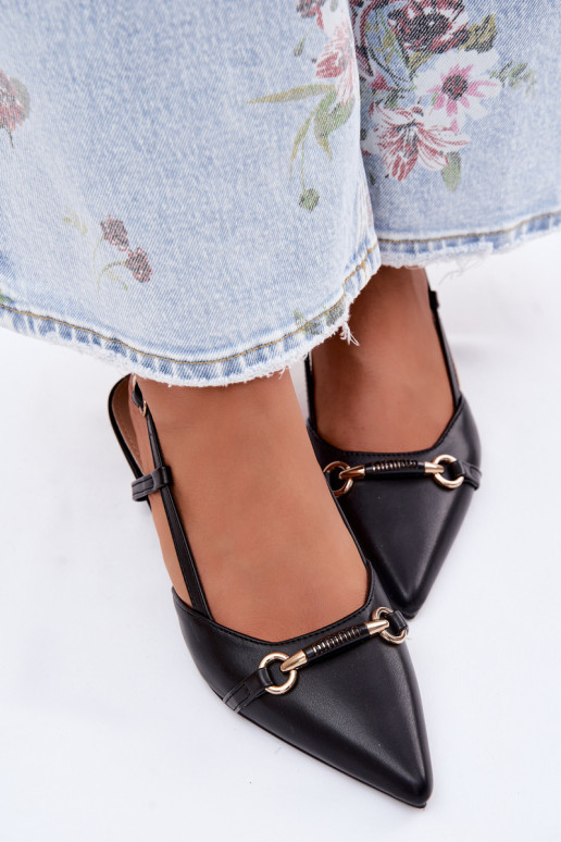 Sieviešu basenes ar papēdi Ze Szpiczastymi Noskami melnas krāsas Felessa