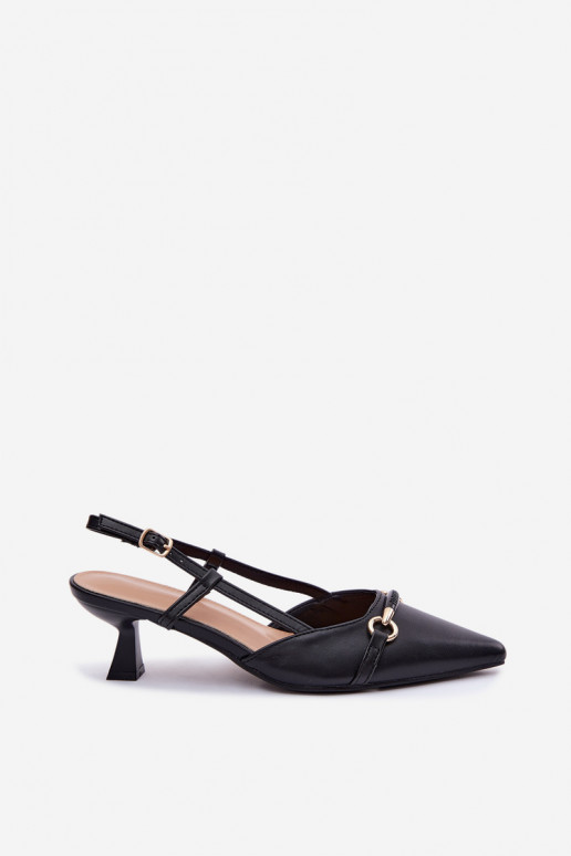 Sieviešu basenes ar papēdi Ze Szpiczastymi Noskami melnas krāsas Felessa