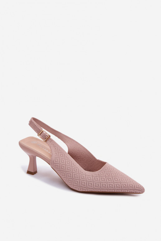 Auduma Elegantas augstpapēžu sandales rozā krāsa Delessa