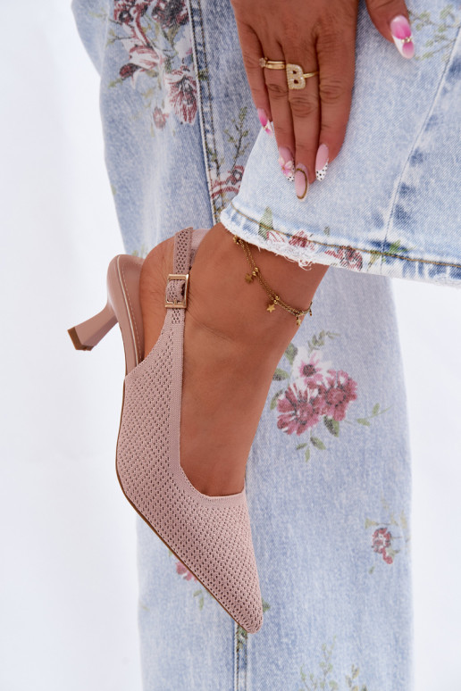 Auduma Elegantas augstpapēžu sandales rozā krāsa Delessa