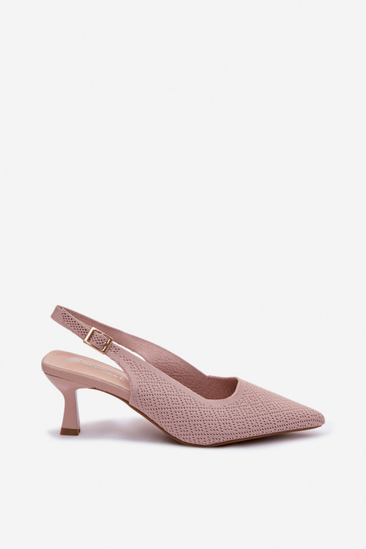 Auduma Elegantas augstpapēžu sandales rozā krāsa Delessa