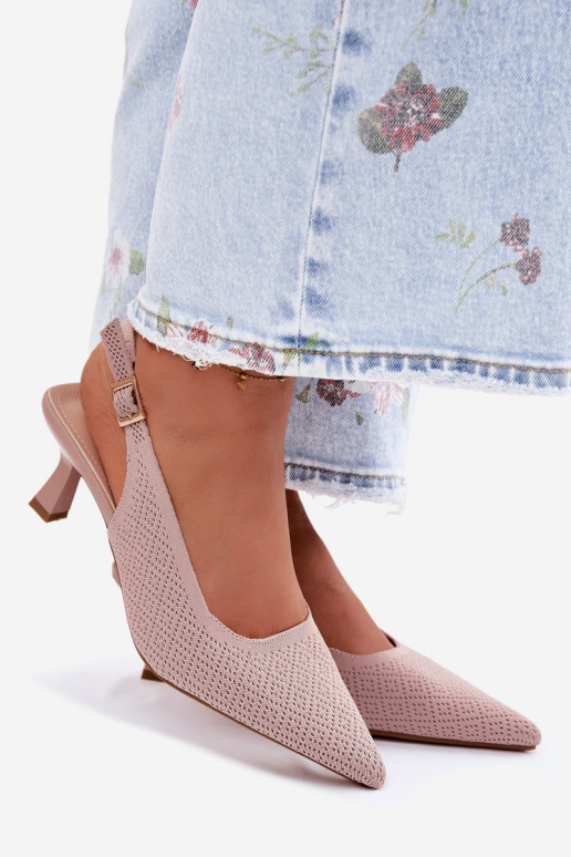 Auduma Elegantas augstpapēžu sandales rozā krāsa Delessa