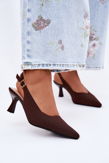 Auduma Elegantas augstpapēžu sandales CzekoladoIne Delessa