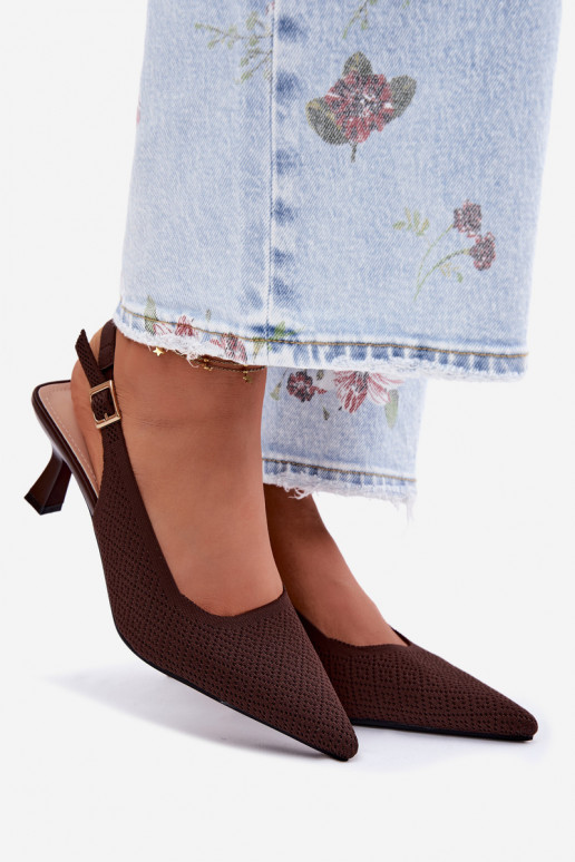 Auduma Elegantas augstpapēžu sandales CzekoladoIne Delessa