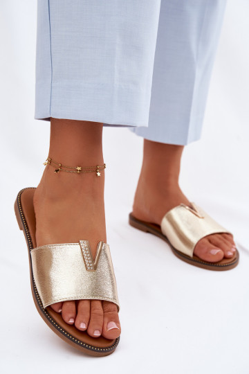 Čības Sieviešu dzīvoklis Ar greznu Detalem V Zelta krāsas Nelmira 2