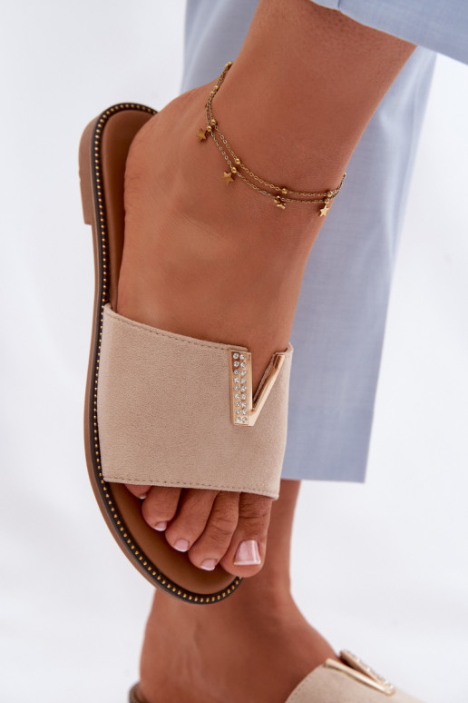 Čības Sieviešu dzīvoklis Ar greznu Detalem V smilšu krāsas Nelmira