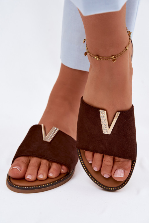 Čības Sieviešu dzīvoklis Ar greznu Detalem V CzekoladoIne Nelmira