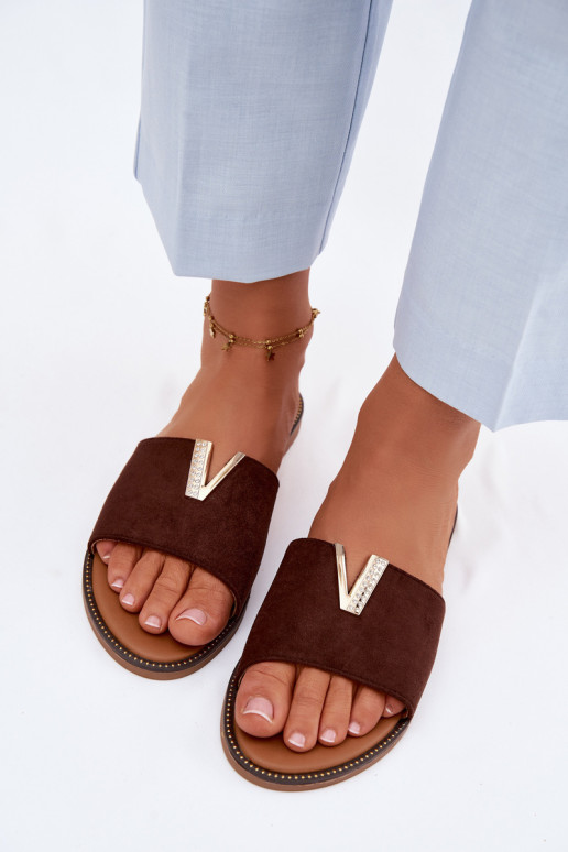 Čības Sieviešu dzīvoklis Ar greznu Detalem V CzekoladoIne Nelmira