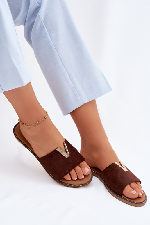 Čības Sieviešu dzīvoklis Ar greznu Detalem V CzekoladoIne Nelmira