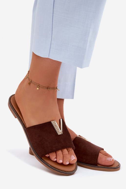 Čības Sieviešu dzīvoklis Ar greznu Detalem V CzekoladoIne Nelmira