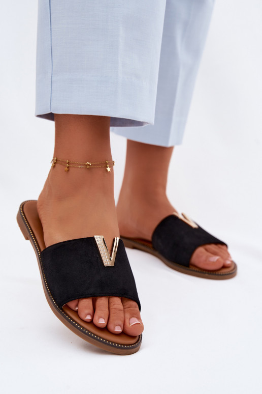 Čības Sieviešu dzīvoklis Ar greznu Detalem V melnas krāsas Nelmira